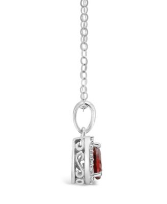 Gemstone and Diamond Accent Pendant Necklace in Sterling Silver