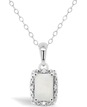 image of Aquamarine (1/2 ct. t.w.) and Diamond Accent Pendant Necklace in Sterling Silver (Also Available in Opal)