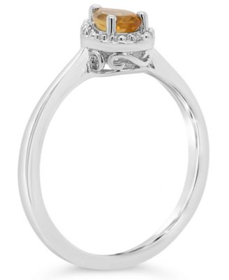 Swiss Blue Topaz (1/2 ct. t.w.) and Diamond Accent Pear Teardrop Ring in Sterling Silver (Also Available in Other Gemstones)
