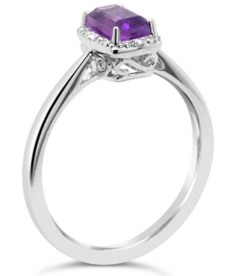 Gemstone and Diamond Accent Ring in Sterling Silver
