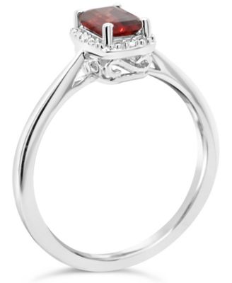 Gemstone and Diamond Accent Ring in Sterling Silver