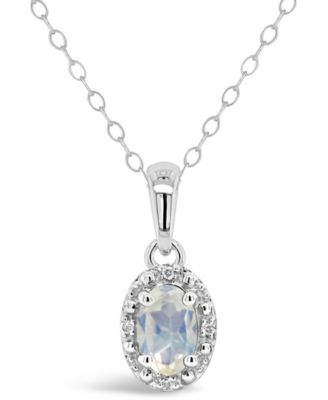 Gemstone and Diamond Accent Pendant Necklace in Sterling Silver