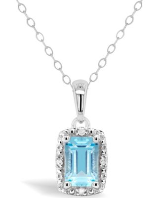 Macy's Gemstone And Diamond Accent Pendant Necklace In Sterling Silver ...