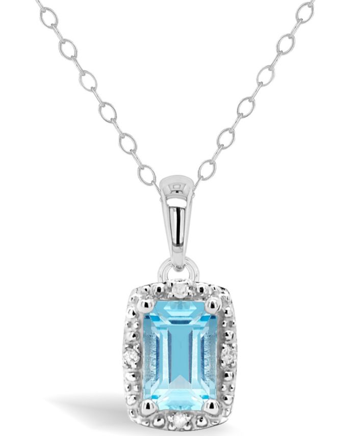 Gemstone and Diamond Accent Pendant Necklace in Sterling Silver