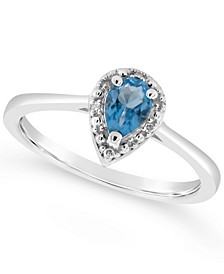 Swiss Blue Topaz (1/2 ct. t.w.) and Diamond Accent Pear Teardrop Ring in Sterling Silver (Also Available in Other Gemstones)
