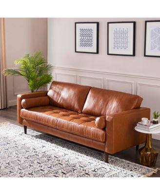 Maebelle Leather Sofa with Tufted Seat And Back
