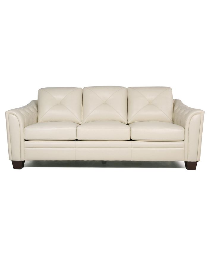 Nice Link Jaira Tufted Leather Sofa Macy's
