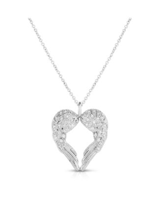Macy's - Cubic Zirconia Angel Wings Pendant In Fine Silver Plate