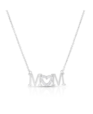 image of Cubic Zirconia Mom Pendant In Fine Silver Plate