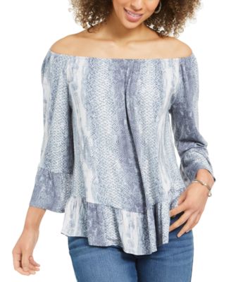 Style & Co - Snake-Print On/Off-The-Shoulder Top