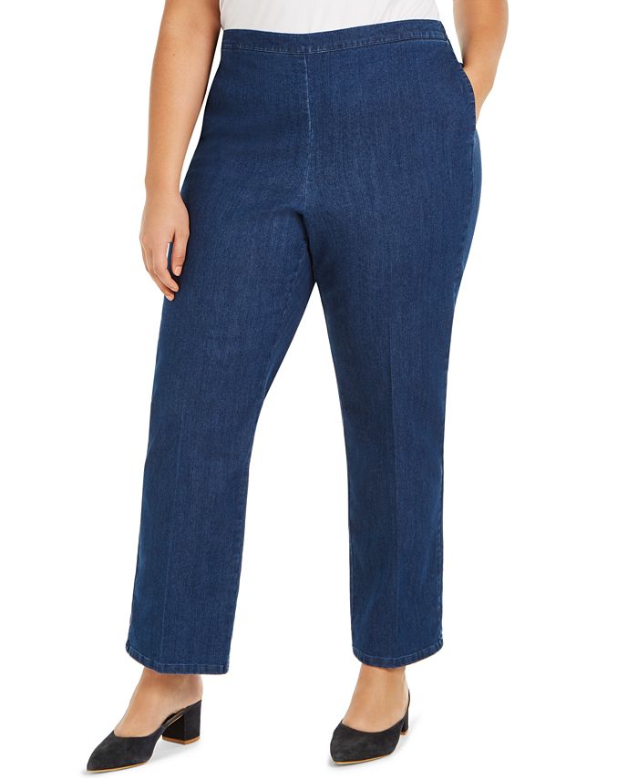 Alfred Dunner Plus Size Petal Pushers Denim Pull On Pants - Macy's