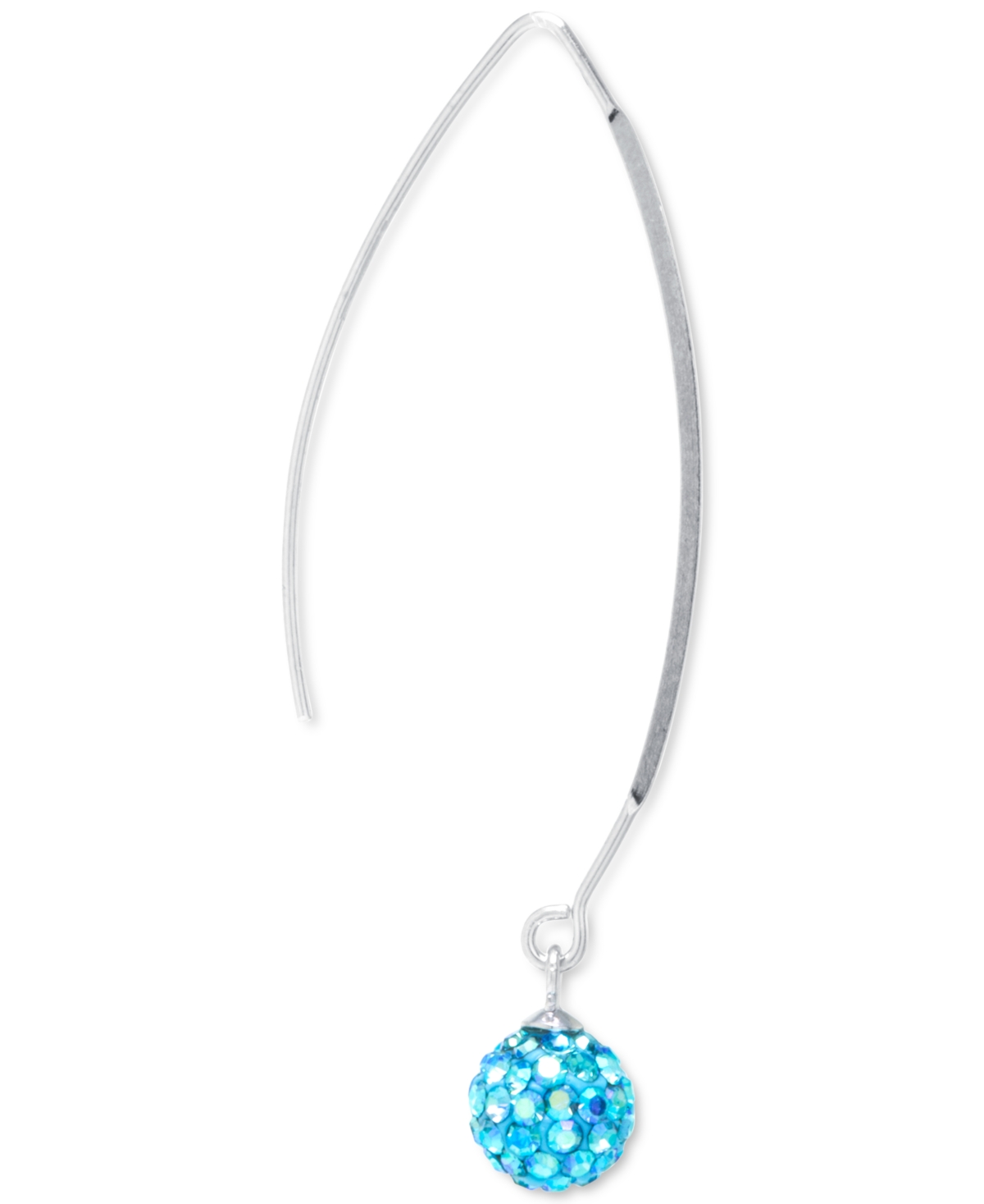 Macy's Crystal Pave Orb Threader Earrings In Sterling Silver In Blue