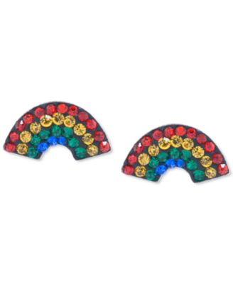 Macy's - Multicolor Pav&eacute; Rainbow Stud Earrings in Sterling Silver