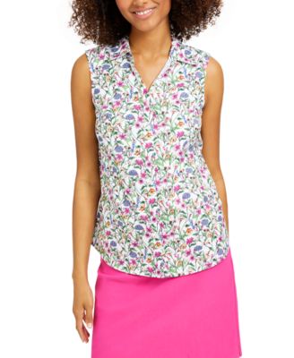 Charter Club - Floral-Print Sleeveless Shirt