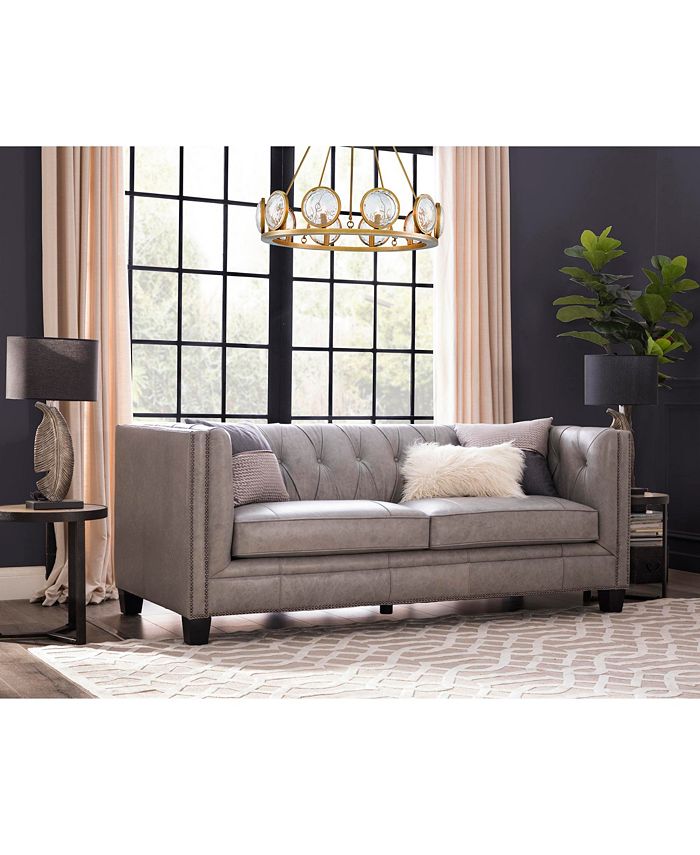 Nice Link Palotte Italian Leather Chestefield Sofa Reviews Furniture Macy S