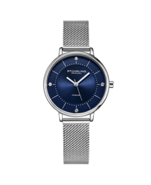 image of Stuhrling Women-s Silver Tone Mesh Stainless Steel Bracelet Watch 34mm