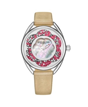 image of Stuhrling Women-s Beige Leather Strap Watch 38mm