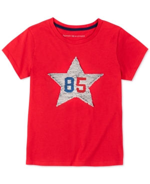 image of Tommy Hilfiger Big Girls Flip Sequin Logo T-Shirt