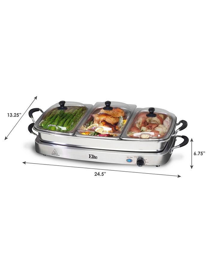Elite Gourmet Elite Platinum Deluxe 3 x 2.5 Qt. Stainless Steel