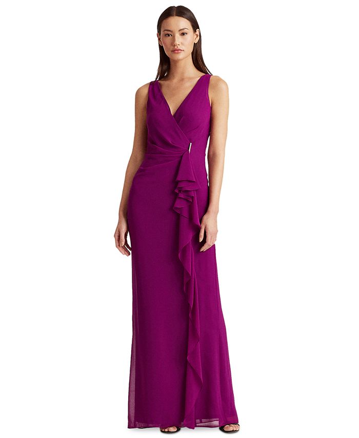 Lauren Ralph Lauren Ruffle Embellished Gown - Macy's
