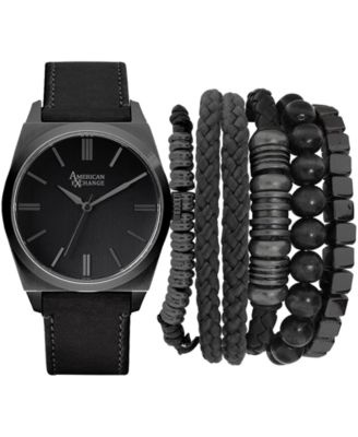 Black Strap Watch 42mm Gift Set 