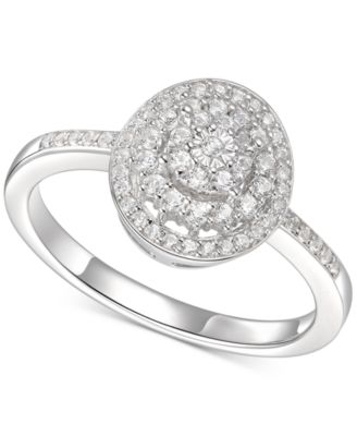 Macy's - Diamond Halo Cluster Ring (1/3 ct. t.w.) in Sterling Silver