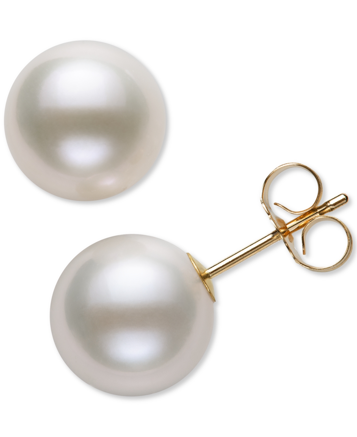 Cultured Freshwater Pearl Stud 14k Yellow Gold Earrings (8mm) - Gray