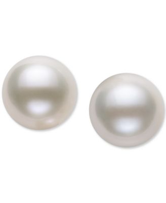 Cultured Freshwater Pearl Stud 14k Yellow Gold Earrings (8mm)