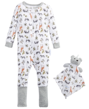Max & Olivia Baby Boys 2-Pc Printed Pajama & Blankie Baby Set