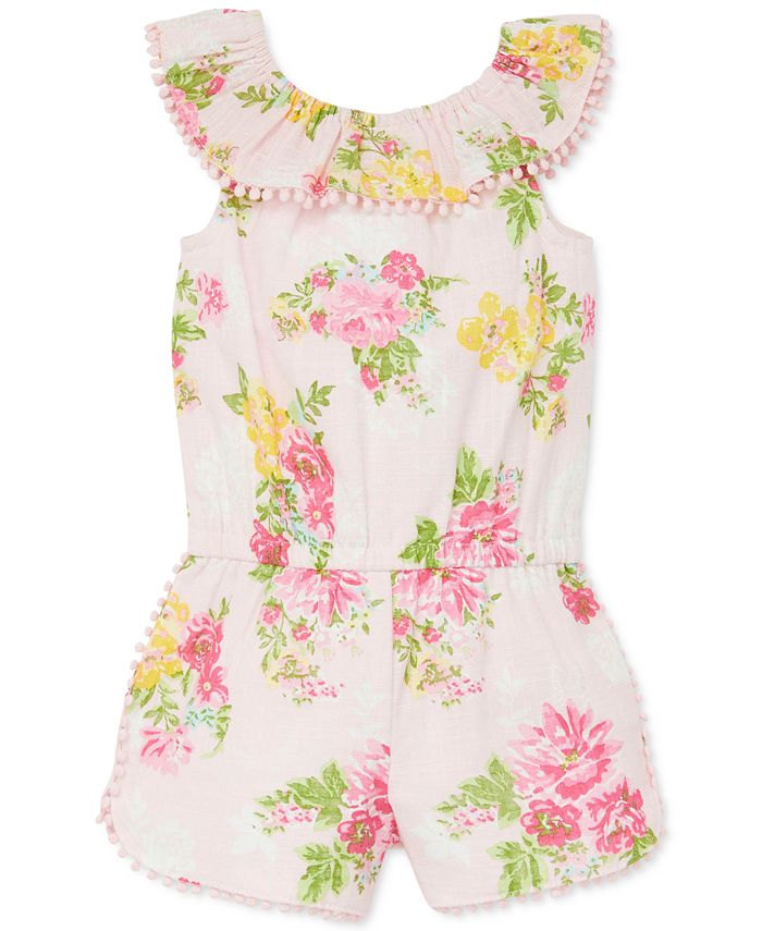 Little Me Baby Girls Floral-Print Pom-Pom Woven Romper & Reviews - All ...