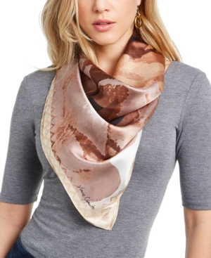 Vince Camuto Spring Roses Silk Bandana Square Scarf In Taupe