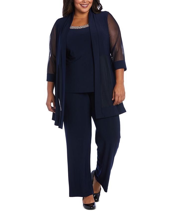 R & Richards Size Embellished Layered-Look Pantsuit - Macy's