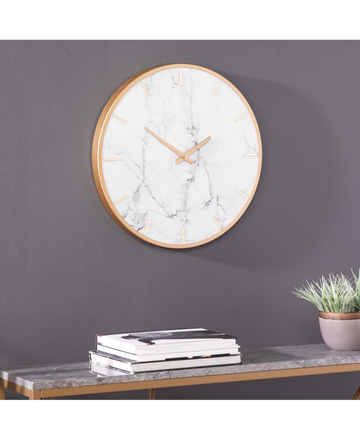 Southern Enterprises Arari Decorative Wall Clock - Gold, Gray Veining