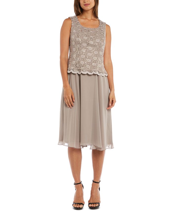 r&m richards sequined lace chiffon gown