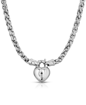 image of 2028 Silver-Tone Lock and Heart Necklace