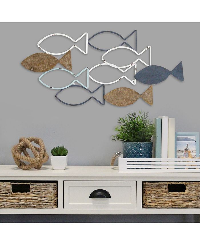 Stratton Home Décor Stratton Home Decor Wood and Metal School of Fish ...