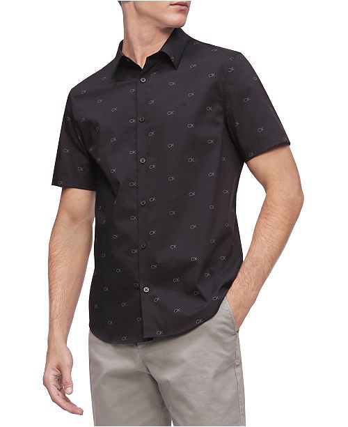 Calvin Klein Men S Short Sleeve Monogram Strech 50s Shirt