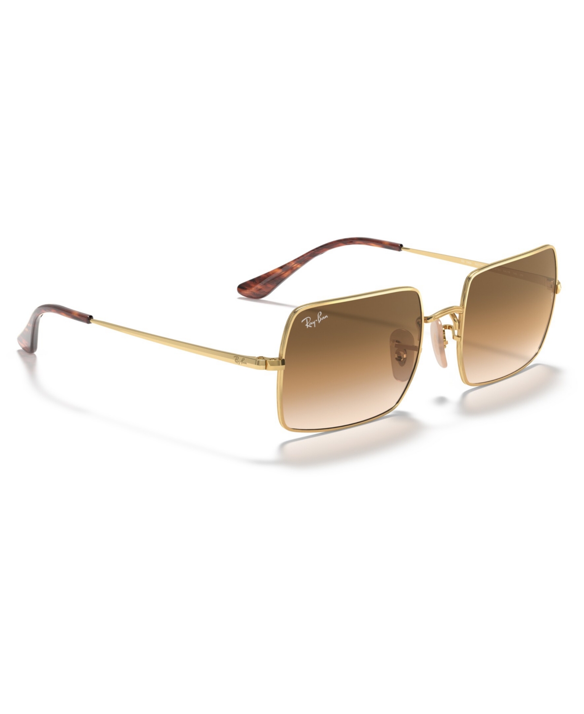 Ray Ban Rectangle 1969 Light Brown Gradient Unisex Sunglasses Rb1969 914751 54 In Gold,clear Gradient Brown