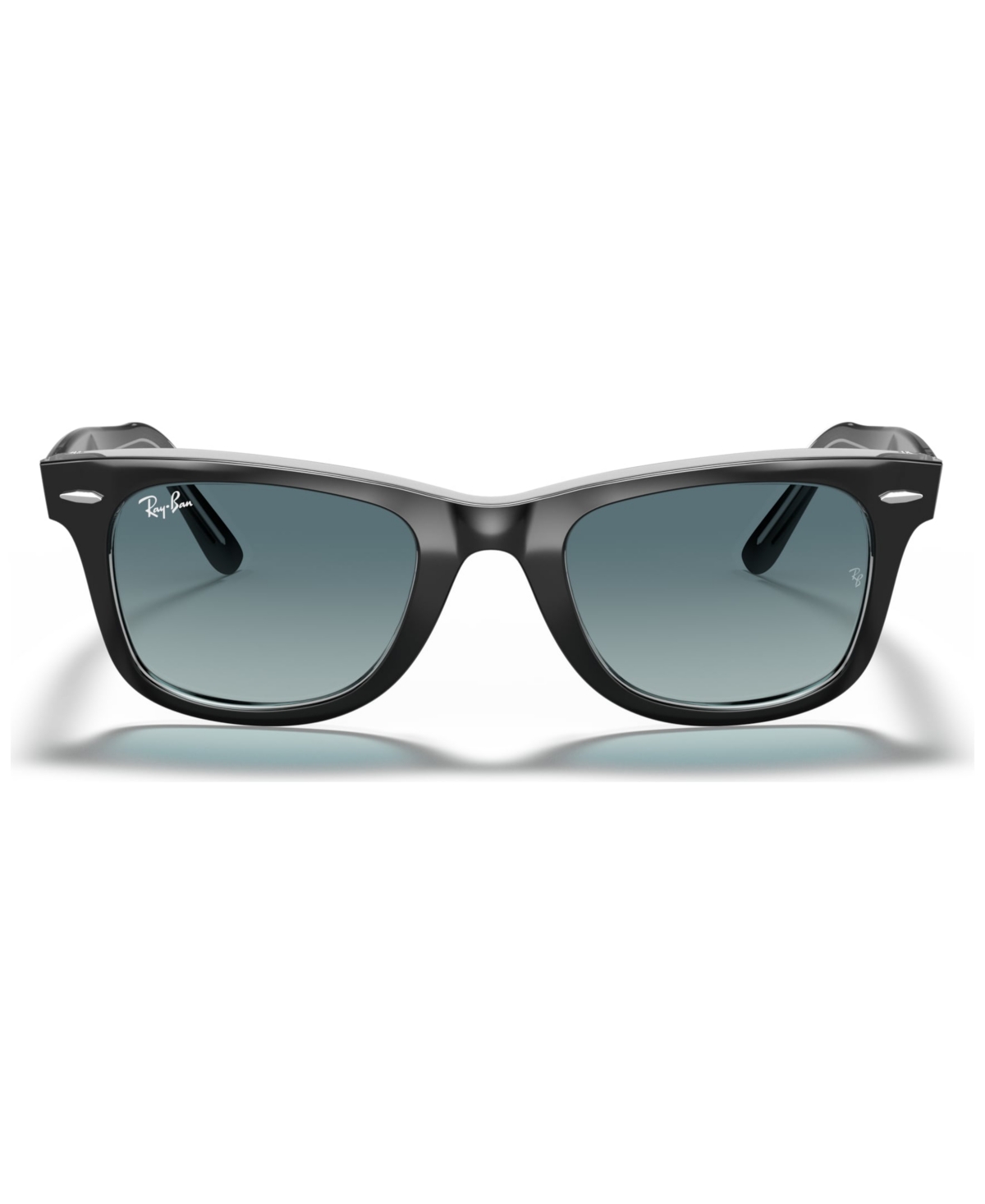 Ray Ban Rb2140 50mm Iconic Wayfarer Sunglasses In Black On Trasparent,gradient Blue