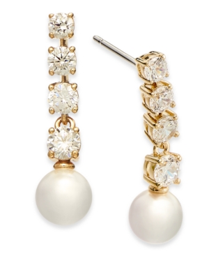 image of Eliot Danori Crystal & Imitation Pearl Drop Earrings, Created for Macy-s