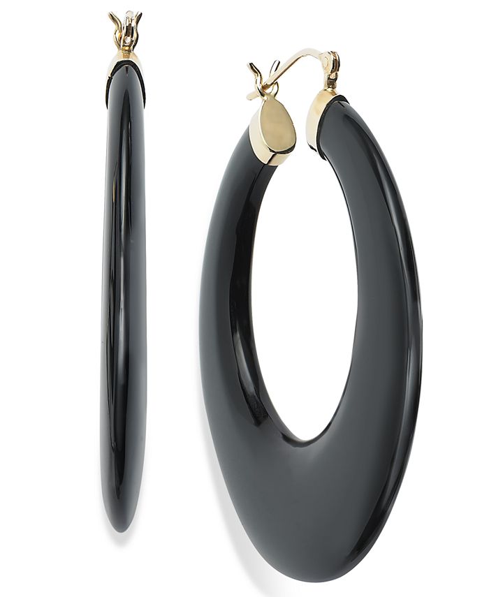 Macy s 14k Gold Onyx Hoop Earrings 90 ct. t.w. Macy s