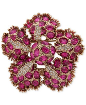 Anne Klein - Gold-Tone Crystal Flower Pin