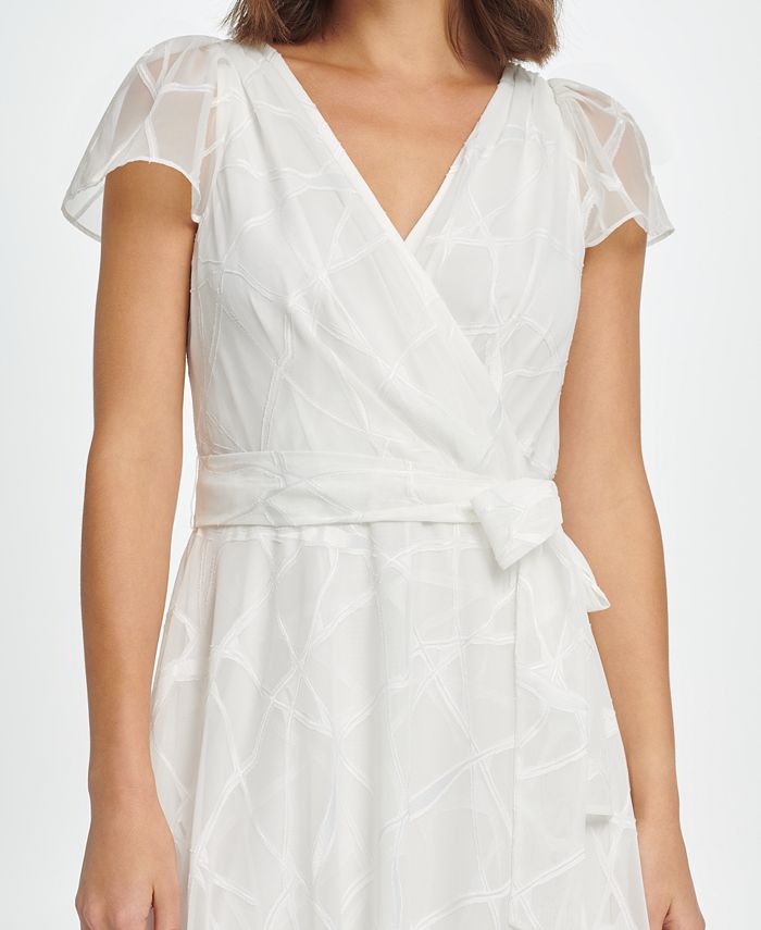 DKNY Flutter Sleeve VNeck Wrap Midi Dress Macy's