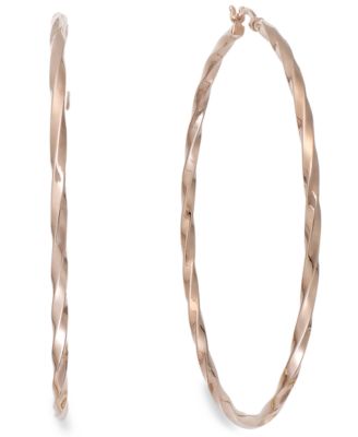 Macy's - 14k Rose Gold Vermeil Earrings, Twist Hoop Earrings