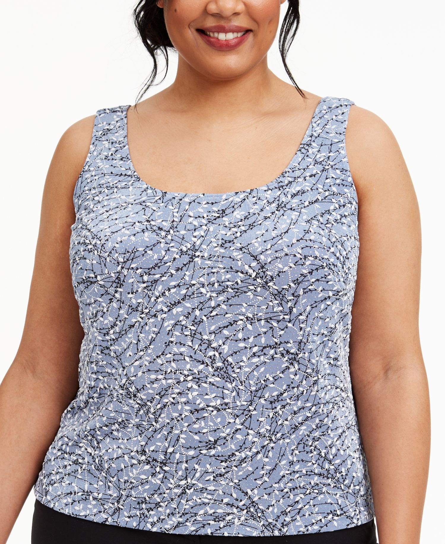 Plus Size Printed Mandarin Jacket & Top Set