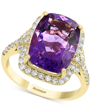 image of Effy Amethyst (5-5/8 ct. t.w.) & Diamond (1/2 ct. t.w.) Emerald-Cut Ring in 14k Gold