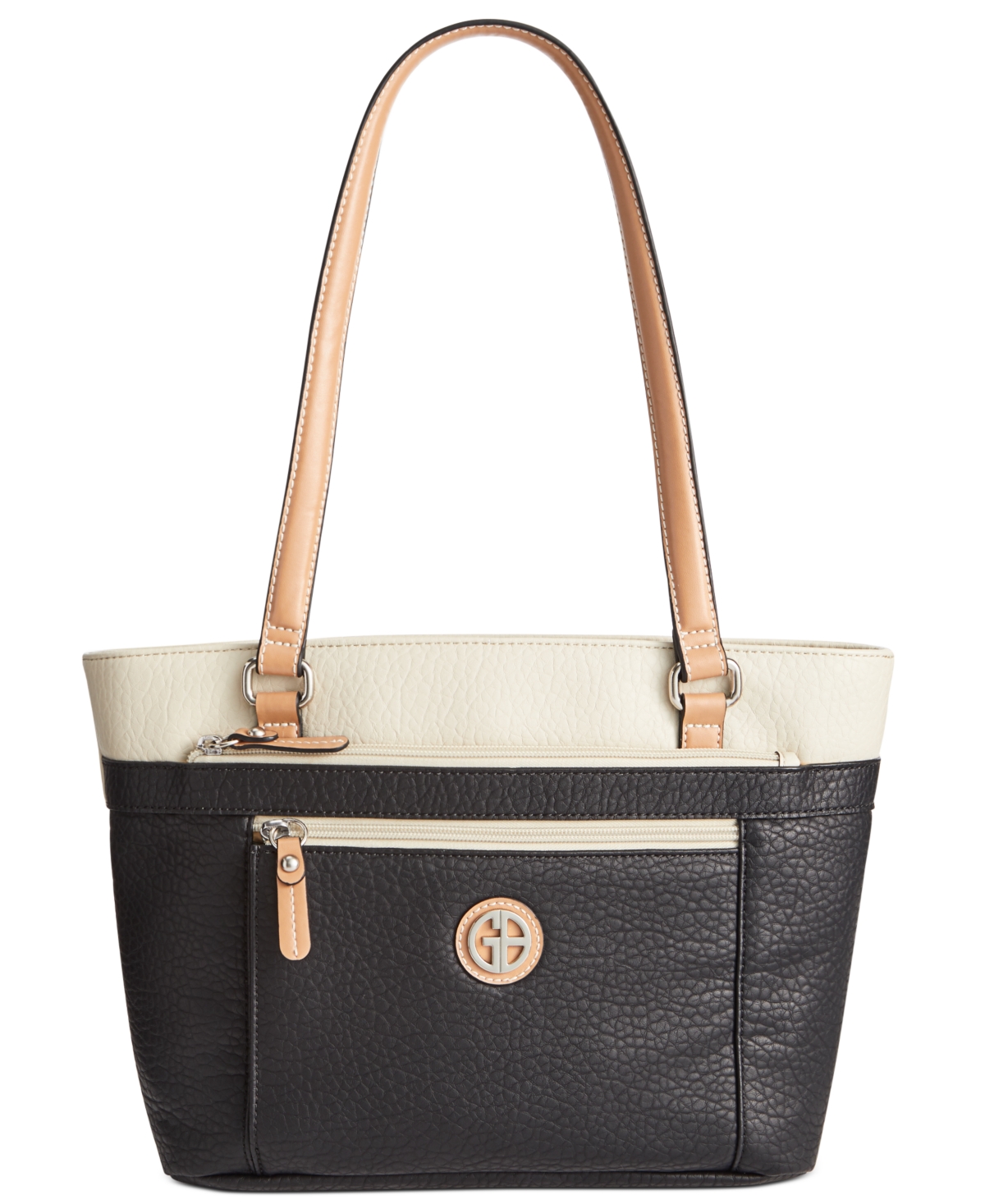 Giani Bernini Colorblock Pebble Tote, Created For Macy's In Black,ivory,silver