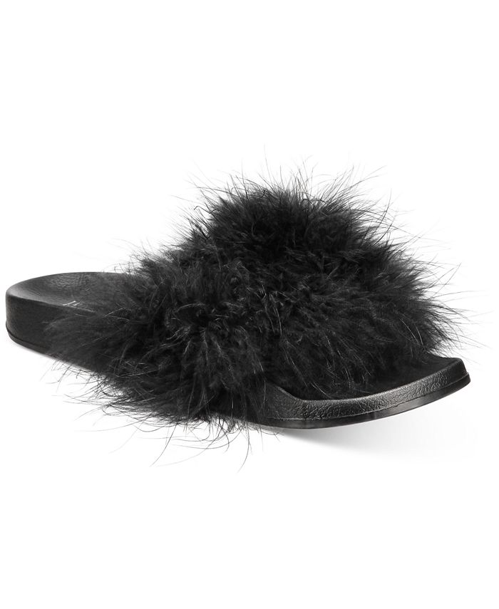 INC International Concepts Women's Marabou Pool Slides, Created for ...