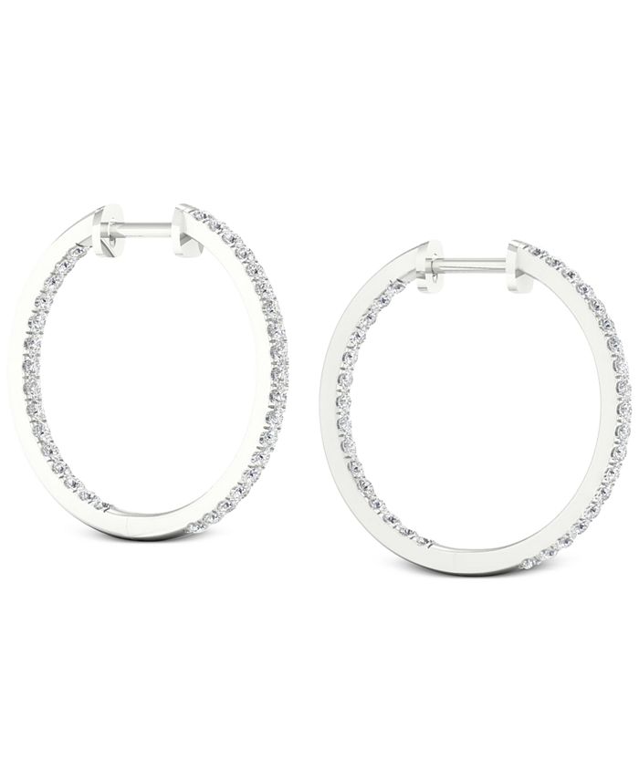 Forever Grown Diamonds - Lab-Created Diamond Small In & Out Hoop Earrings (1/2 ct. t.w.) in Sterling Silver, 0.72"