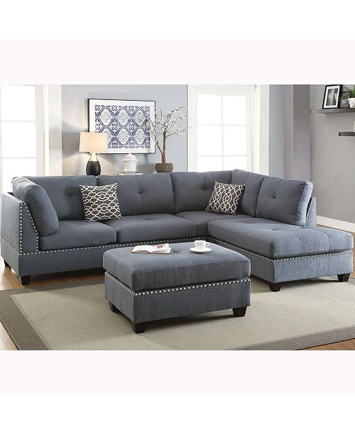 Furniture Venetian Worldwide Florence 3 Piece Sectional Sofa With